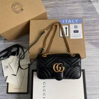 Gucci新款包包 古馳鏈條單肩斜挎包 Gucci進口原廠皮GG Marmont系列經典女包 446744  ydg3132