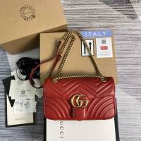Gucci新款原廠皮女包 古馳Marmont系列小號鏈條肩背包 Gucci經典款斜挎女包 443497  ydg3140