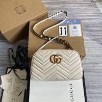 Gucci新款原廠皮女包 古馳GG Marmont系列單肩斜挎包 Gucci相機包 447632  ydg3153
