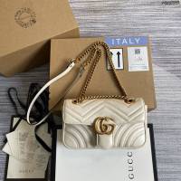 Gucci新款包包 古馳鏈條單肩斜挎包 Gucci進口原廠皮GG Marmont系列經典女包 446744  ydg3157