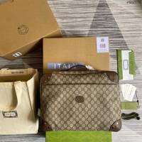 Gucci新款包包 古馳Supreme帆布公事包 Gucci男士手提公事包 658543  ydg3178
