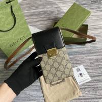 Gucci新款包包 古馳原廠牛皮G花面料三合一小挎包 Gucci經典之王系列鎖扣手機包 658229  ydg3293