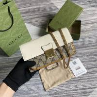 Gucci新款包包 古馳原廠牛皮G花面料三合一小挎包 Gucci經典之王系列鎖扣鏈條包 658226  ydg3295