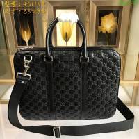 GUCCI 古馳男包 新款 451169 黑色 牛皮壓花 男士公事包 Gucci男手提包