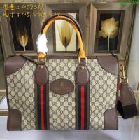 GUCCI 古馳男包 新款 459311 啡pvc配皮 Gucci男公事包 男士手提包 可肩背