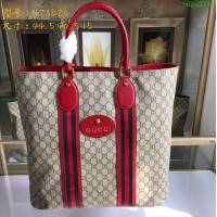 GUCCI 古馳男包 新款 473870 GG Supreme高級人造帆布 黑色紅色織帶裝飾 購物袋