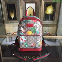 GUCCI 古馳女包 新款 427042 pvc刺繡 古奇奢侈品女包 花鳥印花圖案 雙肩包 女款背包