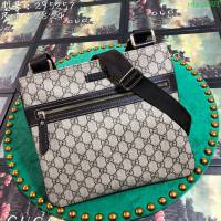 GUCCI 古馳男包 新款 295257 啡pvc GUCCI男士斜挎包 古馳男士雙G logo休閒斜挎包