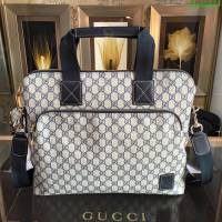GUCCI 古馳男包 新款 854361 Gucci專用進口雙G防水料配頭層牛皮 大號 男士手提包