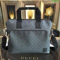 GUCCI 古馳男包 新款 854361 Gucci專用進口雙G防水料配頭層牛皮 大號 男士手提包
