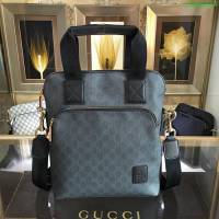 GUCCI 古馳男包 新款 854362 Gucci專用進口雙G防水料配頭層牛皮 中號 男士手提包