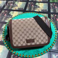 GUCCI 古馳男包 新款 449174 啡布 男女通用款 棕色帆布 Gucci單肩斜挎包