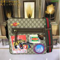 GUCCI 古馳男包 新款 406408 pvc刺繡 高級人造革 Gucci男士單肩斜挎包