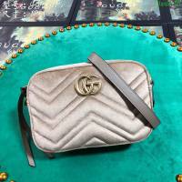 GUCCI古馳女包 新款 專櫃品質 448065 進口牛皮 原廠五金 卡其絨 Gucci斜挎包  ydgq3155
