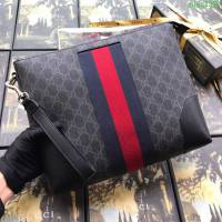 GUCCI古馳 新款 523603黑pvc黑皮 歐洲正品原單 高級人造環保材料 進口牛皮 男士手拿包  ydgq3270