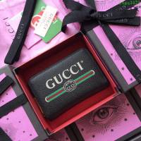 GUCCI古馳 新款 496319黑色全皮 小拉鏈包 卡包系列 絲印標緻 織帶 Gucci卡包  ydgq3472