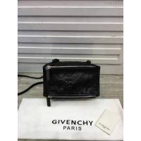 GlVENCHY紀梵希 潘多拉 黑色綿羊皮 銀色五金 100%純棉布 黑色 可手提 肩背  tsg1073