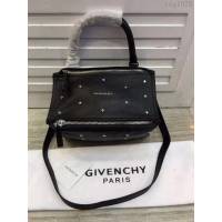 GlVENCHY紀梵希 潘多拉 黑色綿羊皮 銀色五金 100%純棉布 黑色 可手提 肩背  tsg1075