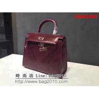 愛馬仕Hermes BOX鏡面牛皮凱莉包 時尚手提包 0AM1006