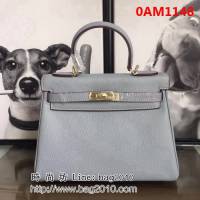 愛馬仕Hermes 頭層牛皮荔枝紋凱莉包 時尚手提包 0AM1148