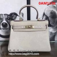 愛馬仕Hermes 頭層牛皮荔枝紋凱莉包 時尚手提包 0AM1150