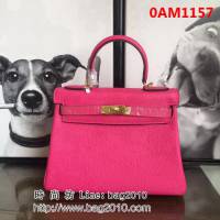愛馬仕Hermes 頭層牛皮荔枝紋凱莉包 時尚手提包 0AM1157