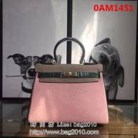 愛馬仕Hermes 頭層牛皮配色爆款凱莉包 時尚手提包 0AM1451