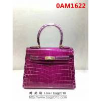 愛馬仕Hermes Kelly 鱷魚紋原版皮凱莉包 爆款手提包 0AM1622