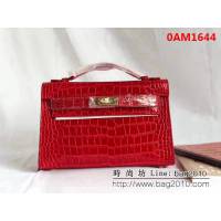 愛馬仕Hermès mini Kelly鱷魚紋時尚百搭包 可單肩手拿 0AM1644