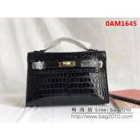 愛馬仕Hermès mini Kelly鱷魚紋時尚百搭包 可單肩手拿 0AM1645