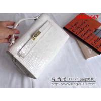 愛馬仕Hermès mini Kelly鱷魚紋時尚百搭包 可單肩手拿 0AM1647