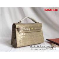 愛馬仕Hermès mini Kelly鱷魚紋時尚百搭包 可單肩手拿 0AM1648