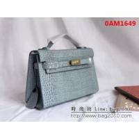 愛馬仕Hermès mini Kelly鱷魚紋時尚百搭包 可單肩手拿 0AM1649