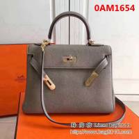 愛馬仕Hermes 荔枝紋頭層牛皮凱莉包 可手提肩背 0AM1654