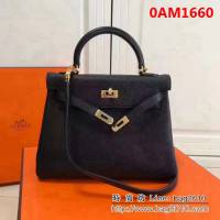 愛馬仕Hermes 荔枝紋頭層牛皮凱莉包 可手提肩背 0AM1660