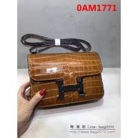 愛馬仕Hermes進口原版鱷魚紋牛皮 空姐包 可單肩斜跨 0AM1771
