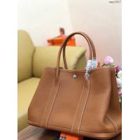 HERMES女包 花園包36cm Garden party  愛馬仕togo皮手提包 土黃  Ama1637