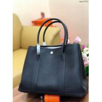 HERMES女包 花園包36cm Garden party  愛馬仕togo皮手提包 黑色  Ama1643