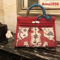 HERMES愛馬仕 凱莉包 hermes Kelly35cm手工縫製 獨立圖案安全大牌 手提包  Ama1050