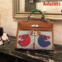 HERMES愛馬仕 凱莉包 hermes Kelly35cm手工縫製 獨立圖案安全大牌 手提包  Ama1051