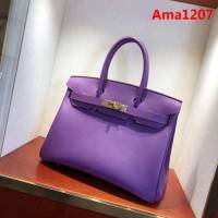 HERMES愛馬仕 鉑金包 Birkin 30cm Epsom P9 Anemonb 海葵紫 金扣 頂級工藝 純手縫蠟線 時尚手提包  Ama1207