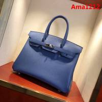 HERMES愛馬仕 鉑金包 Birkin 30cm Epsom R2 Blue Agate 瑪瑙藍 銀扣 頂級工藝 純手縫蠟線 時尚手提包  Ama1212