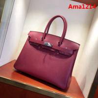 HERMES愛馬仕 鉑金包 Birkin 30cm Epsom K1 Rouge Grenat 石榴紅 銀扣 頂級工藝 純手縫蠟線 時尚手提包  Ama1214