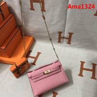 HERMES愛馬仕 凱莉包 mini kelly一代 粉色epsom皮 夏天首選手包款 可手提肩背  Ama1324