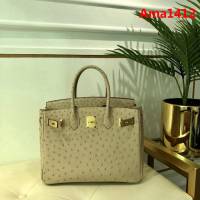 HERMES愛馬仕 鉑金包 Birkin 30 南非原產KK級鴕鳥皮 頂級工藝 手縫蠟線 時尚手提肩背包  Ama1412