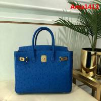 HERMES愛馬仕 鉑金包 Birkin 30 南非原產KK級鴕鳥皮 頂級工藝 手縫蠟線 時尚手提肩背包  Ama1413