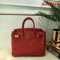 HERMES愛馬仕 鉑金包 Birkin 30 南非原產KK級鴕鳥皮 頂級工藝 手縫蠟線 時尚手提肩背包  Ama1415