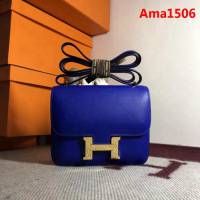 HERMES愛馬仕 空姐包 constance 電光藍 EPSOM 18cm 金扣 蠟線縫製 單肩斜挎包  Ama1506