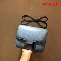 HERMES愛馬仕 康康18cm alligator crocodile 美洲鱷 頂級工藝 蠟線手縫 馬卡龍蘭 銀扣  Ama1515