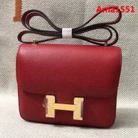 HERMES愛馬仕 H空姐包 進口原廠EP皮 頂級蜜蠟製作 街拍必備單品 大紅金銀 單肩斜挎包  Ama1551